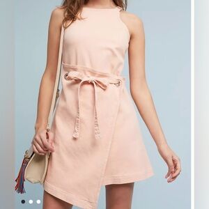 Holding Horses Anthropologie Pink Regatta Sleeveless Apron Wrap Dress, Size 6